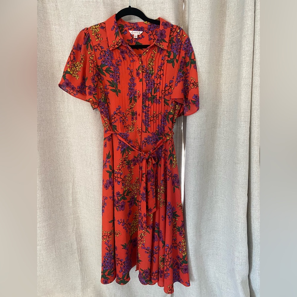 Nanette Lepore red floral dress with matching slip